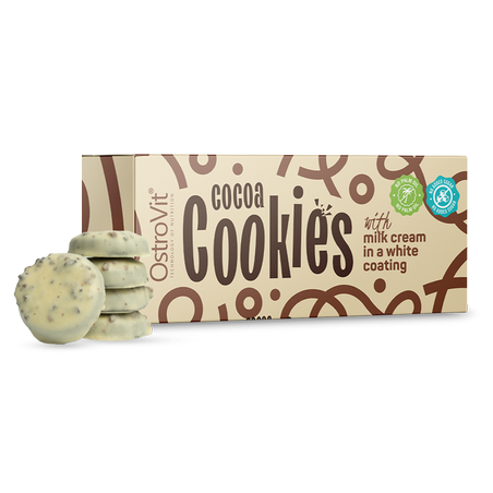 OstroVit - Cocoa cookies with milk cream in white glaze 128 g