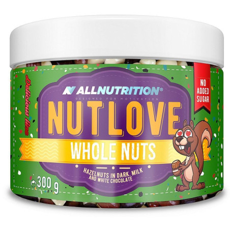 ALLnutrition - WHOLE NUTS HAZELNUT IN DARK, MILK & WHITE CHOCOLATE 300 g