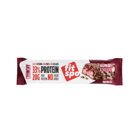 FitSpo - CRUNCHY Protein Bar - Raspberry & Chocolate 60G