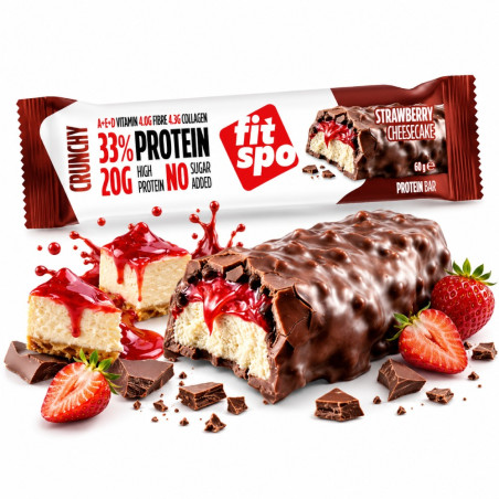 FitSpo - CRUNCHY Protein Bar - Strawberry Cheesecake 60G