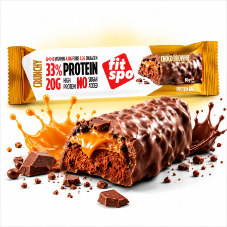 FitSpo - CRUNCHY Protein Bar - Crunchy Chocolate Brownie 60G