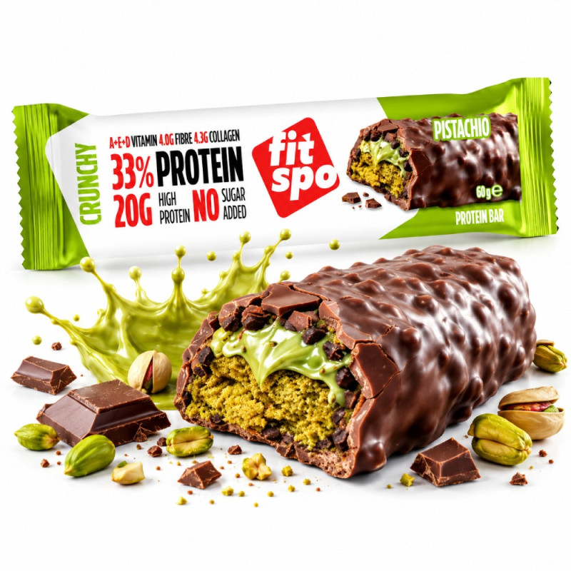 FitSpo - CRUNCHY Protein Bar - Pistachio 60G