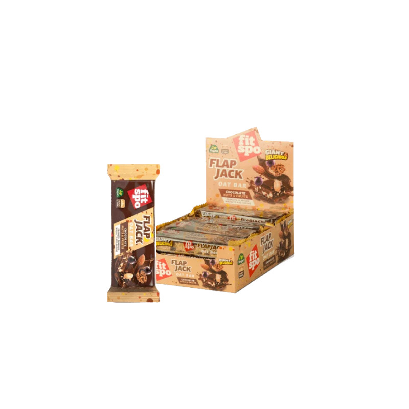 Ovsene ploščice FitSpo Flapjack 12×90 g | Čokolada, oreščki & sadje