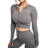 TIMME -  Crop-top Sweatshirt with a Ribbed 2.0 zip - Oxford Grey
