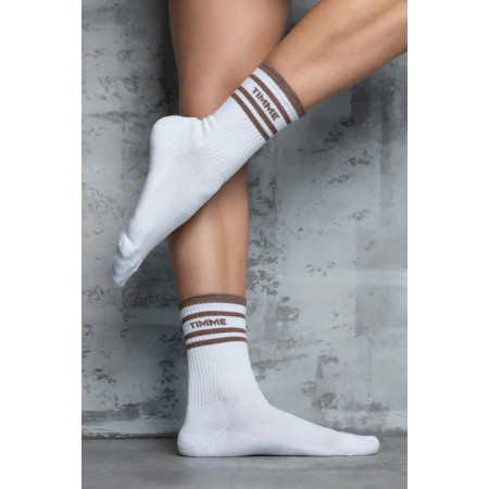 TIMME - Signature 3/4 terry socks - White/Brown