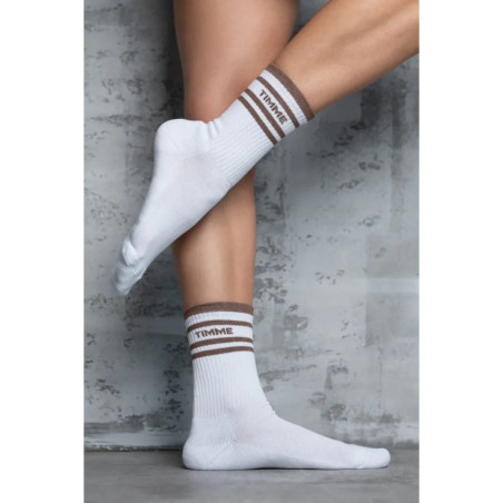 TIMME - Signature 3/4 terry socks - White/Brown